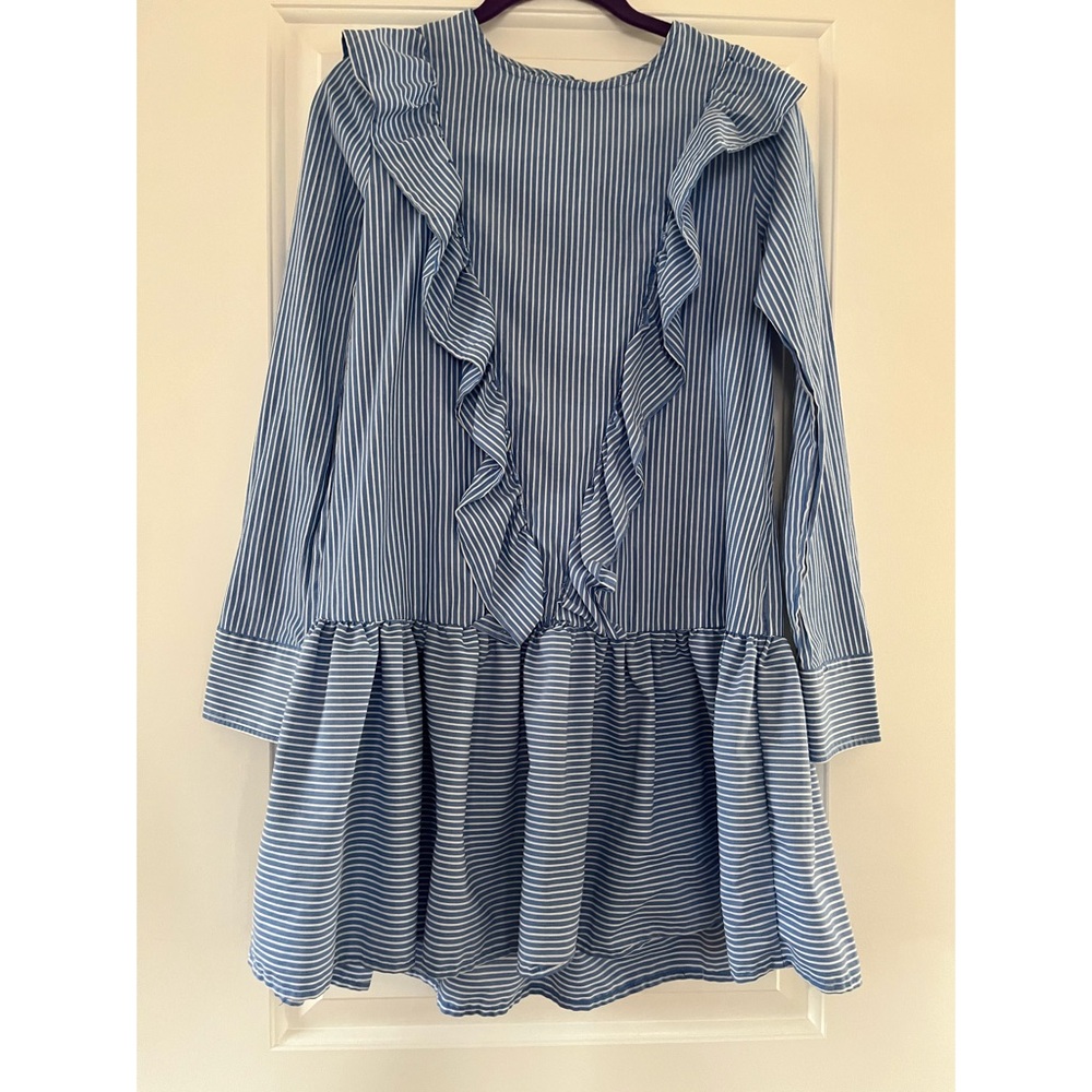Pull and bear size medium striped blue and white dress